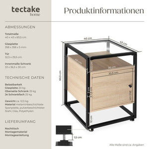 Nachttisch Dudley 40x43x60,5cm Industrial Holz hell, Eiche Sonoma