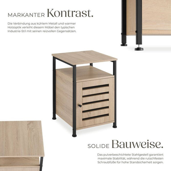 Beistellschrank Cork Industrial Holz hell, Eiche Sonoma