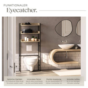 Badezimmerregal Seattle Industrial Holz hell, Eiche Sonoma 67 x 25 x 165,5 cm