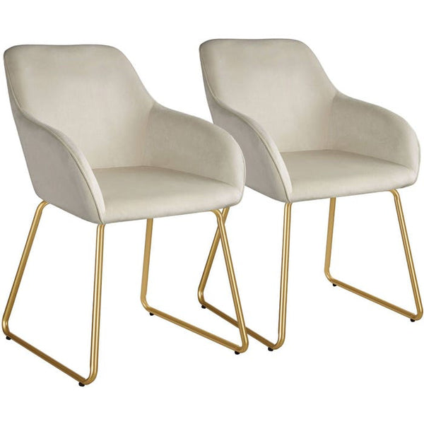 Esszimmerstuhl Jeane Samtoptik creme/gold 2er Set