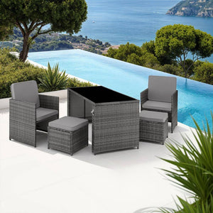 Rattan Sitzgruppe Palermo grau