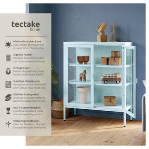 Metallvitrine Baker mit Glastüren grau/blau