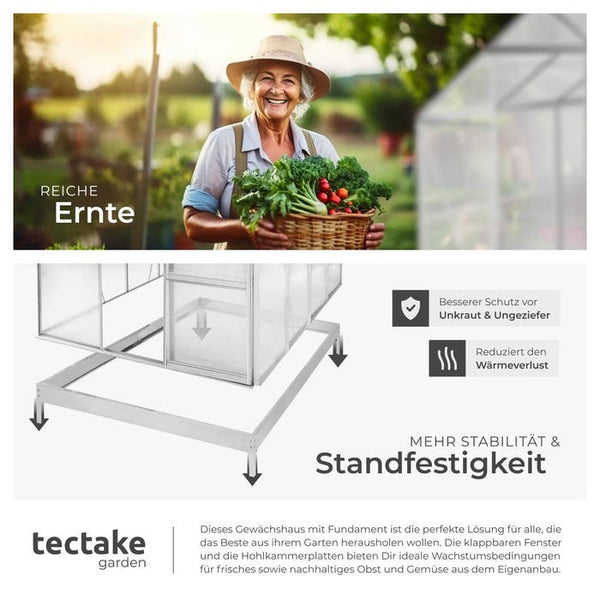 Gewächshaus mit Fundament 250 x 185 x 195 cm