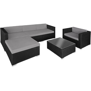 Rattan Lounge Milano schwarz/grau