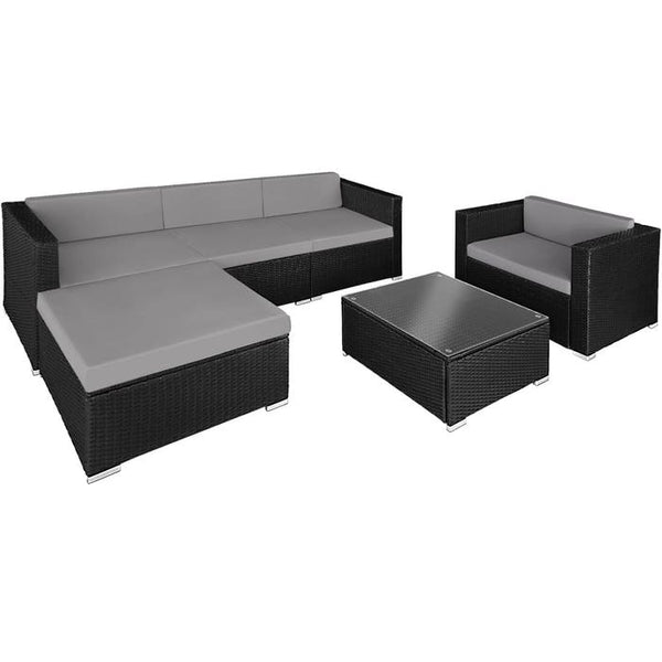 Rattan Lounge Milano schwarz/grau