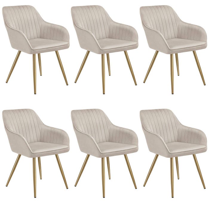Esszimmerstuhl Marilyn taupe/gold 6er Set
