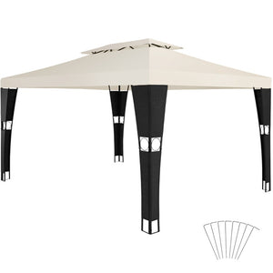 Rattan Garten Pavillon Mona 3x4m schwarz/crème