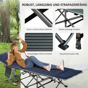 Campingbett Feldbett klappbar mit Kopfkissen für Erwachsene