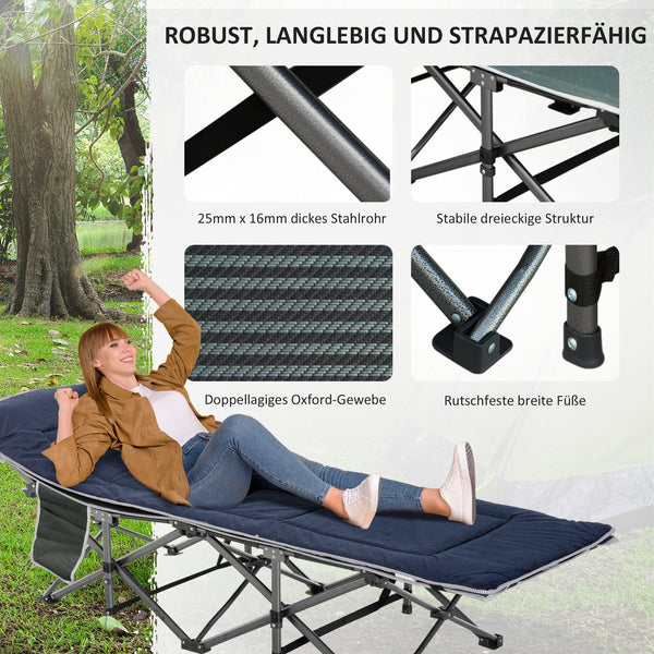 Campingbett Feldbett klappbar mit Kopfkissen für Erwachsene