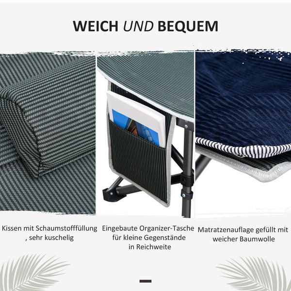 Campingbett Feldbett klappbar mit Kopfkissen für Erwachsene