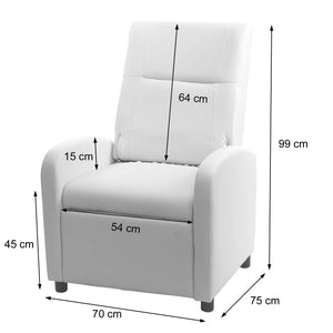 Fernsehsessel Relaxsessel klappbar Kunstleder 99x70x75cm weiss