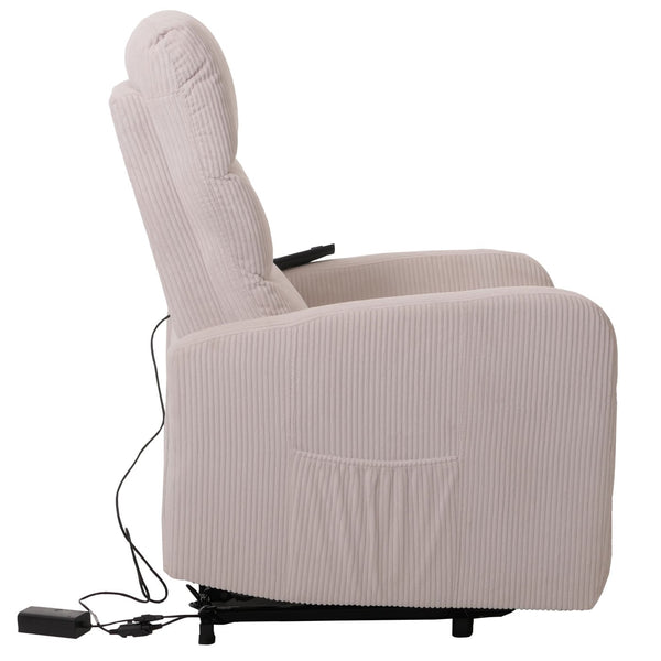 Fernsehsessel Relaxsessel Liegefunktion Aufstehhilfe Cord creme-weiss