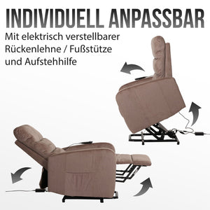 Fernsehsessel Relaxsessel Aufstehhilfe elektrisch Chenille braun