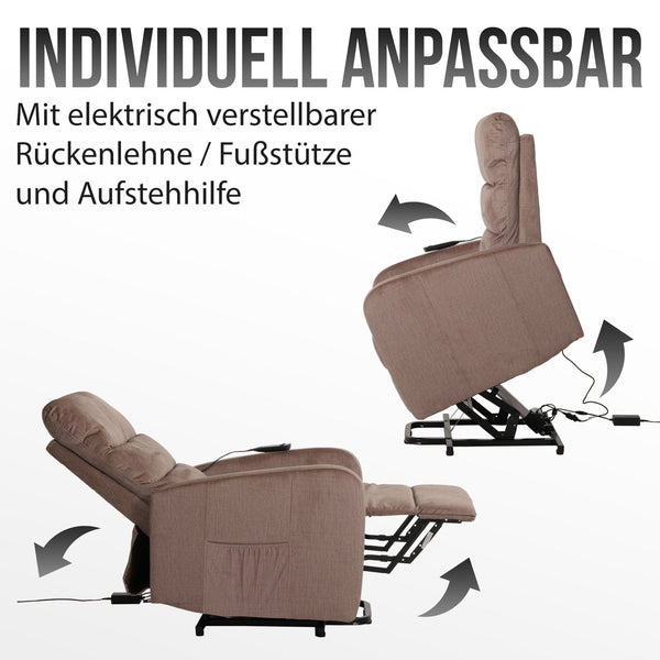 Fernsehsessel Relaxsessel Aufstehhilfe elektrisch Chenille braun