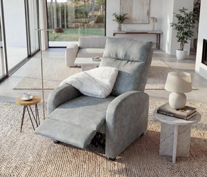 Fernsehsessel Relaxsessel Liegefunktion Stoff vintage hellgrau