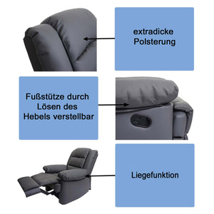 Fernsehsessel Relaxsessel Leder Kunstleder 101x87x100cm braun