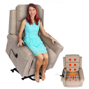Fernsehsessel Relaxsessel Aufstehhilfe Massage Heizfunktion beige-braun