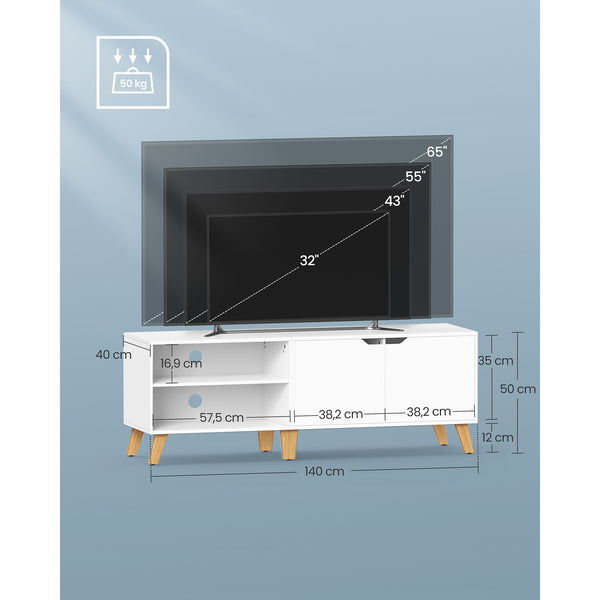 Fernsehtisch TV-Schrank 140cm Weiss