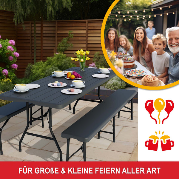 Festzeltgarnitur Bierzeltgarnitur Kunststoff in Holzoptik klappbar