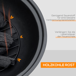 Feuerschale Baumstumpf-Design mit Funkenschutz und Zubehör für Garten