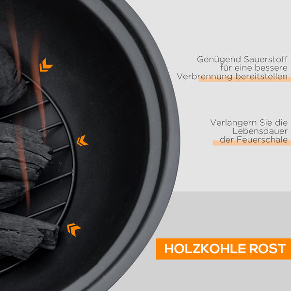 Feuerschale Baumstumpf-Design mit Funkenschutz und Zubehör für Garten