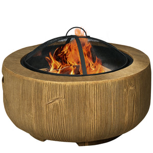 Feuerschale Baumstumpf-Design mit Funkenschutz und Zubehör für Garten