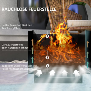 Feuerschale Feuerstelle für Garten mit Schürhaken schwarz