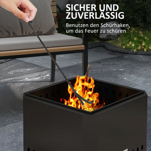 Feuerschale Feuerstelle für Garten mit Schürhaken schwarz
