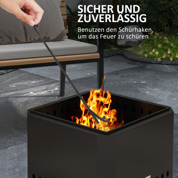 Feuerschale Feuerstelle für Garten mit Schürhaken schwarz