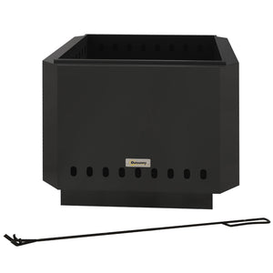 Feuerschale Feuerstelle für Garten mit Schürhaken schwarz