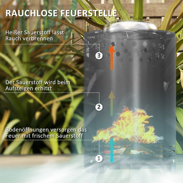 Feuerschale rauchfrei für Garten Ø16x25cm Edelstahl