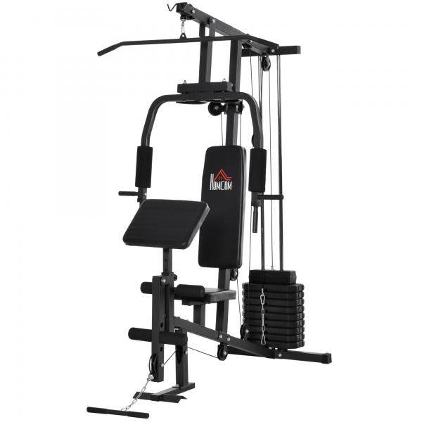 Kraftstation Fitnessstation Multigym inkl. Gewichten Stahl Schwarz