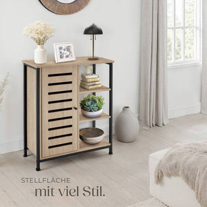 Sideboard Industrial Holz hell, Eiche Sonoma Türanschlag links