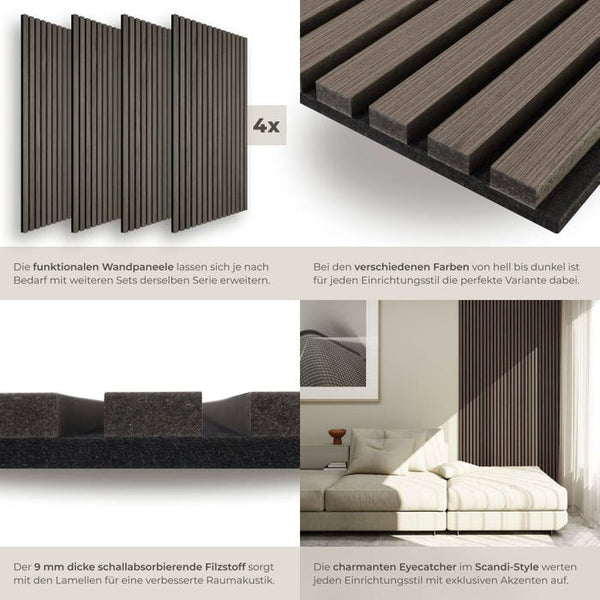 Sonic Wall Holzoptik in Eiche grau 4er Set Eiche grau 4er Set