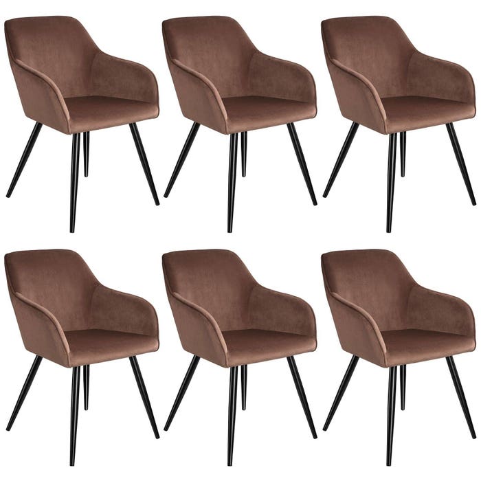 Ensemble de 6 chaises Marilyn, marron/noir