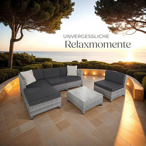 Aluminium Rattan Lounge hellgrau