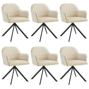 Samt-Drehstuhl Lona creme/schwarz 6er Set