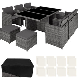 Aluminium Rattan Sitzgruppe New York 6+4+1, grau