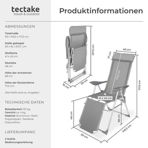 2er Set Aluminium Gartenstuhl Jana grau