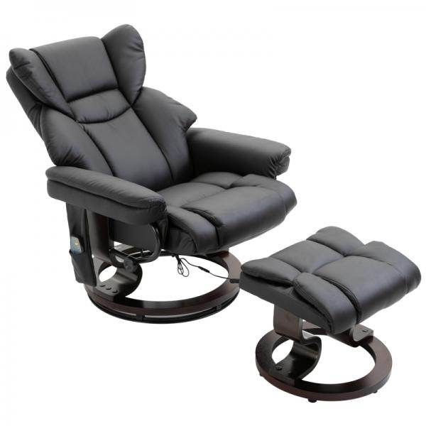 Relaxsessel mit Massagefunktion Fusshocker Massagesessel Liegefunktion Schwarz
