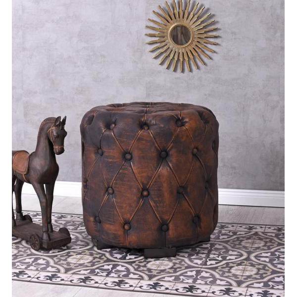 RETRO SITZWÜRFEL HOCKER CHESTERFIELD POUF VINTAGE FUSSHOCKER