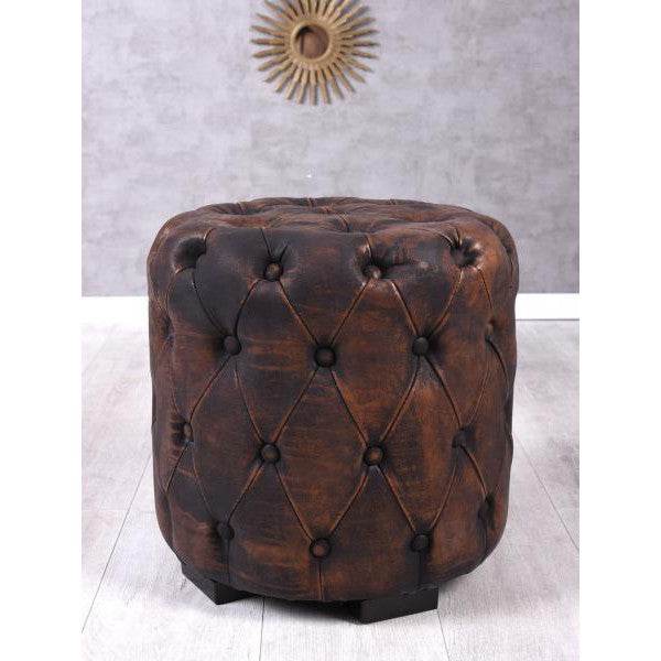 RETRO SITZWÜRFEL HOCKER CHESTERFIELD POUF VINTAGE FUSSHOCKER