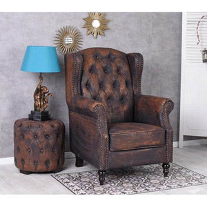 RETRO SITZWÜRFEL HOCKER CHESTERFIELD POUF VINTAGE FUSSHOCKER
