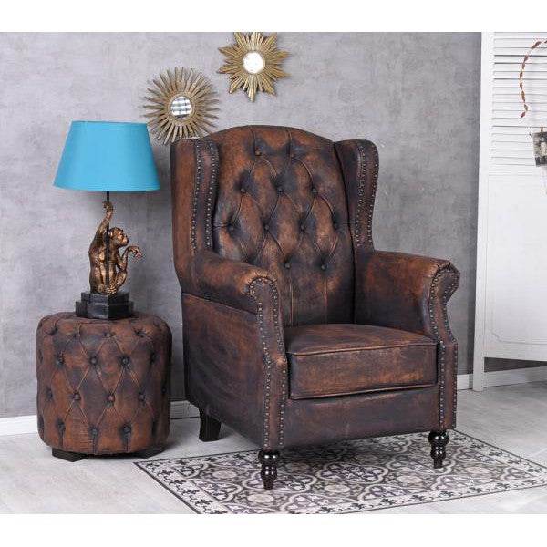 RETRO SITZWÜRFEL HOCKER CHESTERFIELD POUF VINTAGE FUSSHOCKER