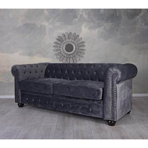 Zweisitzer Sofa Samt Grau