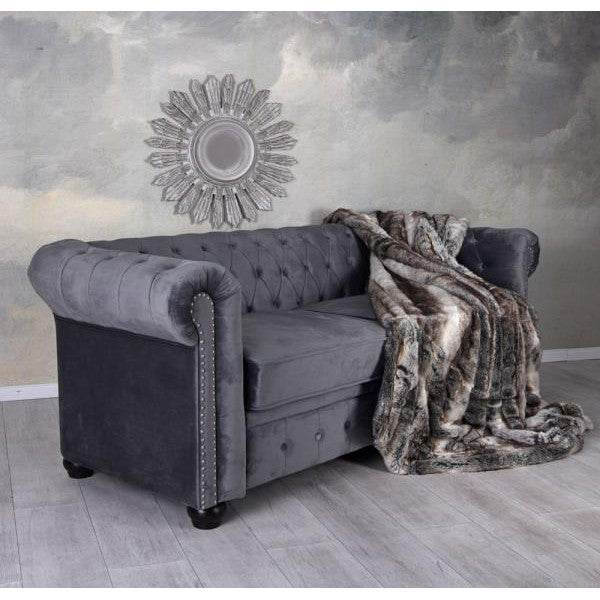 Zweisitzer Sofa Samt Grau