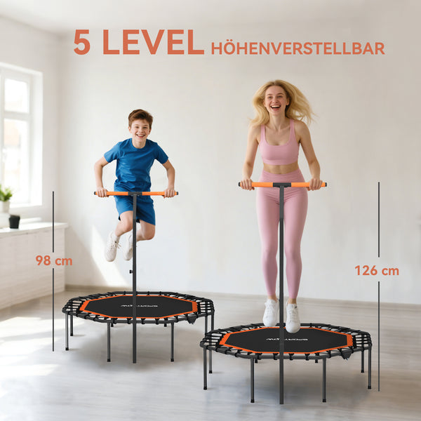 Fitness-Trampolin leise stabil mit Haltegriff für drinnen