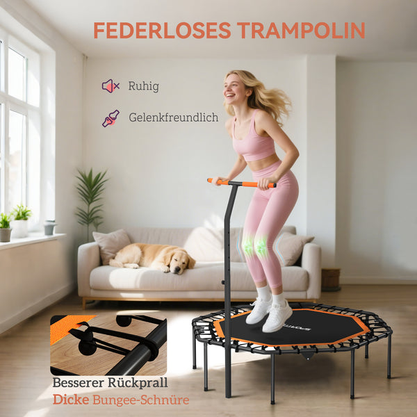 Fitness-Trampolin leise stabil mit Haltegriff für drinnen