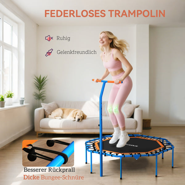 Fitness Trampolin leise stabil mit Haltegriff für drinnen