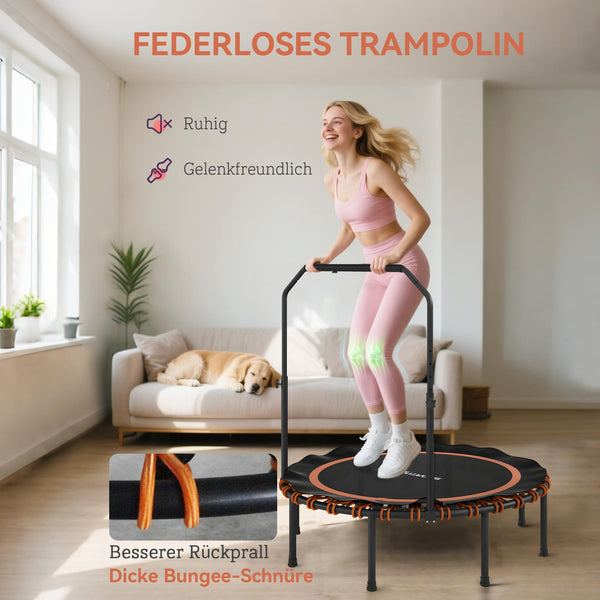 Fitness Trampolin mit höhenverstellbarem Handlauf für drinnen und draussen